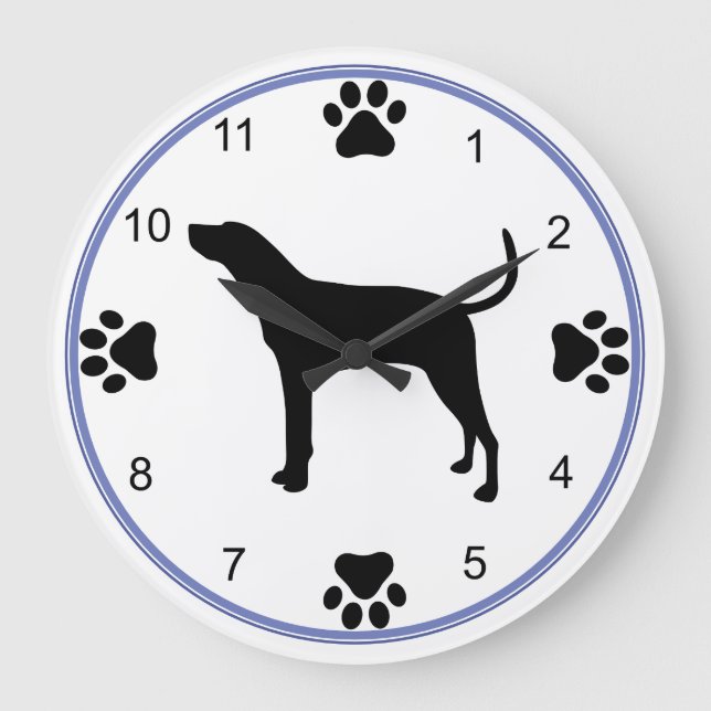 Grande Horloge Ronde Trek Walker Coonhound Silhouette avec empreintes d (Recto)