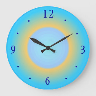 Grande Horloge Ronde Trendy Aqua Blue Yellow> Modern Wall Clock