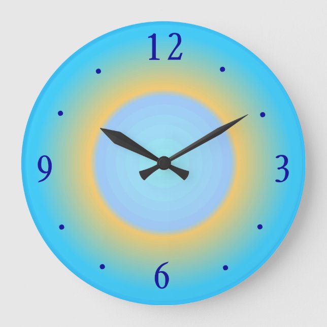 Grande Horloge Ronde Trendy Aqua Blue Yellow> Modern Wall Clock (Recto)