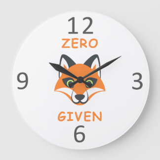 Grande Horloge Ronde Trendy Zero Fox Donné phrase Emoji Cartoon