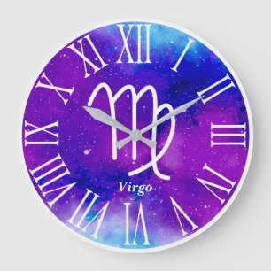Grande Horloge Ronde Trendy Zodiac Nebula Virgo symbole