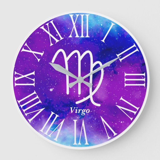 Grande Horloge Ronde Trendy Zodiac Nebula Virgo symbole (Recto)
