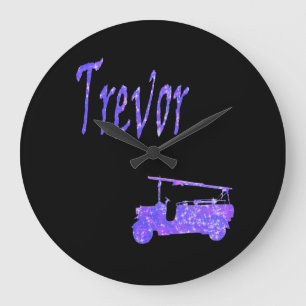 Grande Horloge Ronde Trevor Bleu Étincelant, Nom, Avec Camion D'Incendi