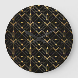 Grande Horloge Ronde Triangle Art Déco : Motif de luxe.