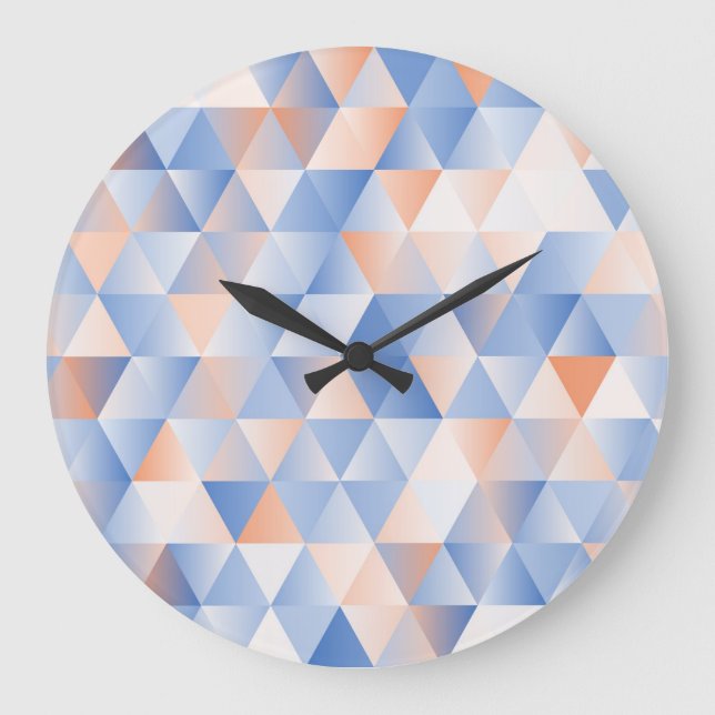 Grande Horloge Ronde Triangles bleus doux (Recto)