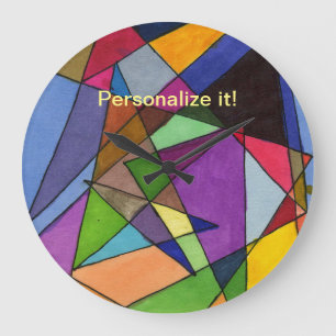 Grande Horloge Ronde Triangles dans la profusion multicolorée