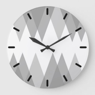 Grande Horloge Ronde Triangles gris