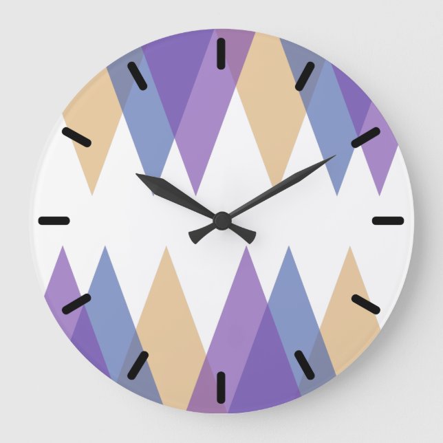 Grande Horloge Ronde Triangles pourpre, bleu et jaune (Recto)