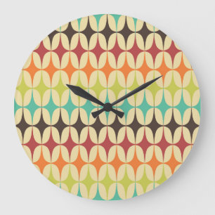 Grande Horloge Ronde Triangles rétro : retour arrière Motif géométrique