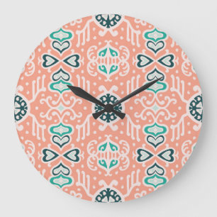 Grande Horloge Ronde Tribal African, Seamless Aztec Motif.