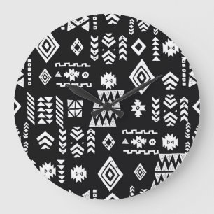 Grande Horloge Ronde Tribal géométrique : arrière - plan élégant sans c