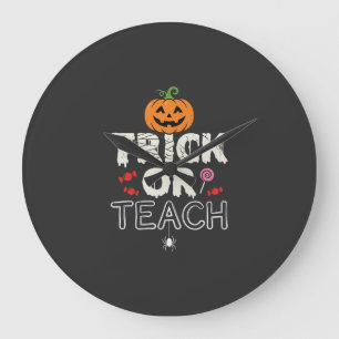 Grande Horloge Ronde Trick or Teach Halloween créateur de professeur (2