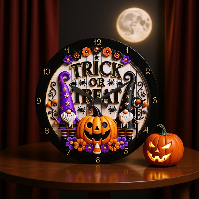 Grande Horloge Ronde Trick Ou Treat Gnome (Créateur téléchargé)