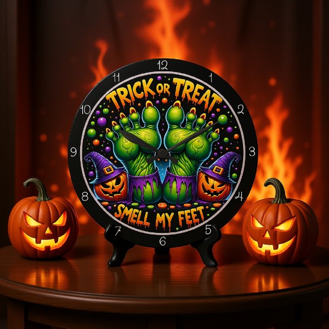 Grande Horloge Ronde Trick Ou Treat Smell My Feed (Créateur téléchargé)