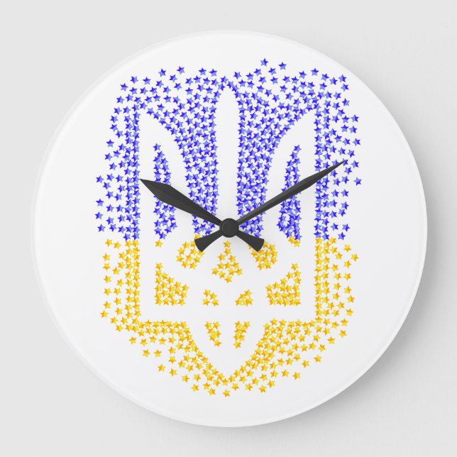 Grande Horloge Ronde Trident heraldique ukrainien tryzub étoiles disper (Recto)