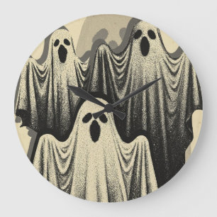 Grande Horloge Ronde Trio de fantômes rétro flottants