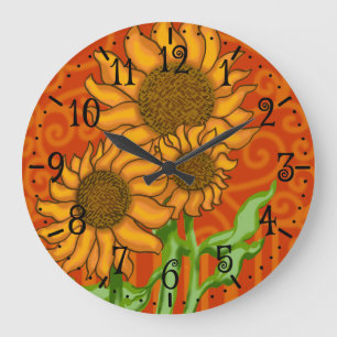 Grande Horloge Ronde Trio rond d'horloge murale/tournesol