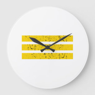 Grande Horloge Ronde Trois bandes horizontales SYMBOLE Vintage Yin-Ya