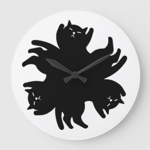 Grande Horloge Ronde Trois Chat. Chic. Mignonne. Cool