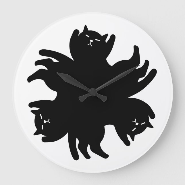 Grande Horloge Ronde Trois Chat. Chic. Mignonne. Cool (Recto)