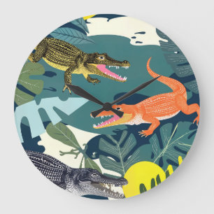 Grande Horloge Ronde Trois crocodiles