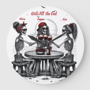 Grande Horloge Ronde Trois Meilleurs Amis Squelettes