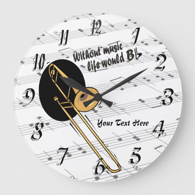 Grande Horloge Ronde Trombone Sans Musique La Vie Serait Plat WallClock (Recto)