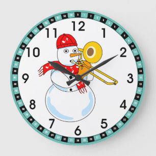 Grande Horloge Ronde Trombone Snowman