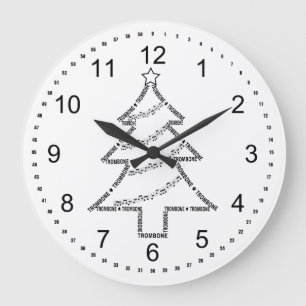 Grande Horloge Ronde Trombone Texte Arbre de Noël