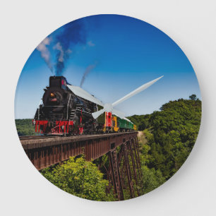 Grande Horloge Ronde Tronçon de train à vapeur Locomotive