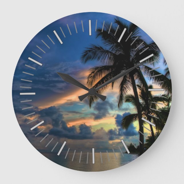 Grande Horloge Ronde Tropical Beach and Palm Trees (Recto)