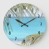Tropical Beach framed with Palm Fronds