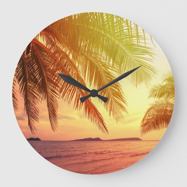 Grande Horloge Ronde Tropical Beach Paradise : Paysage serein. (Recto)