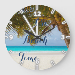 Grande Horloge Ronde Tropical Beach, Sand Ocean Sky Palm