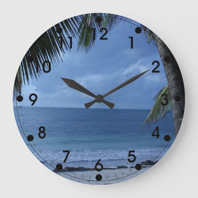Grande Horloge Ronde Tropical Beach with Palm Tree (Recto)