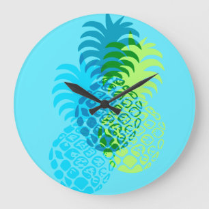 Grande Horloge Ronde Tropical hawaïen d'ananas de Momona