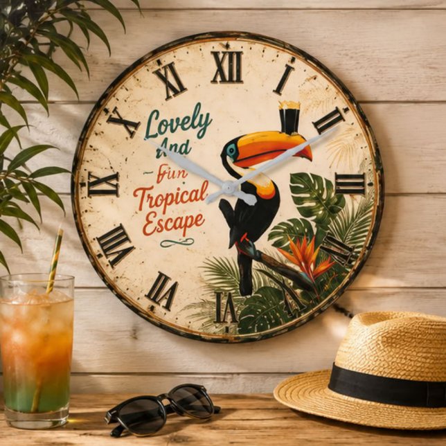Grande Horloge Ronde Tropical Toucan (Créateur téléchargé)