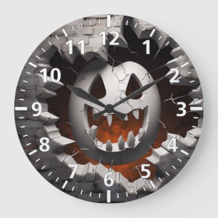 Grande Horloge Ronde Trou fissuré de fantôme d'Halloween 3D