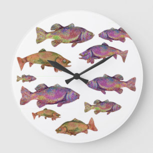 GRANDE HORLOGE RONDE TROUT RAINBOW COLORFUL