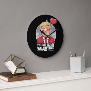 Grande Horloge Ronde Trump est mon Valentin Rétro Saint-Valentin 