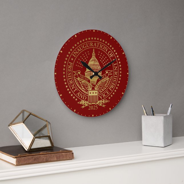 Grande Horloge Ronde Trump Vance 2025 Jour de l'investiture (Bureau)