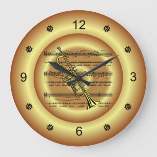 Grande Horloge Ronde Trumpet ~ Sheet Music ~ Gold Background ~