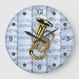 Grande Horloge Ronde Tuba ~ Musique de feuilles roulées ~ Arrière - pla