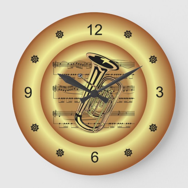 Grande Horloge Ronde ~ Tuba ~ Sheet Music ~ Gold Arrière - plan ~  (Recto)