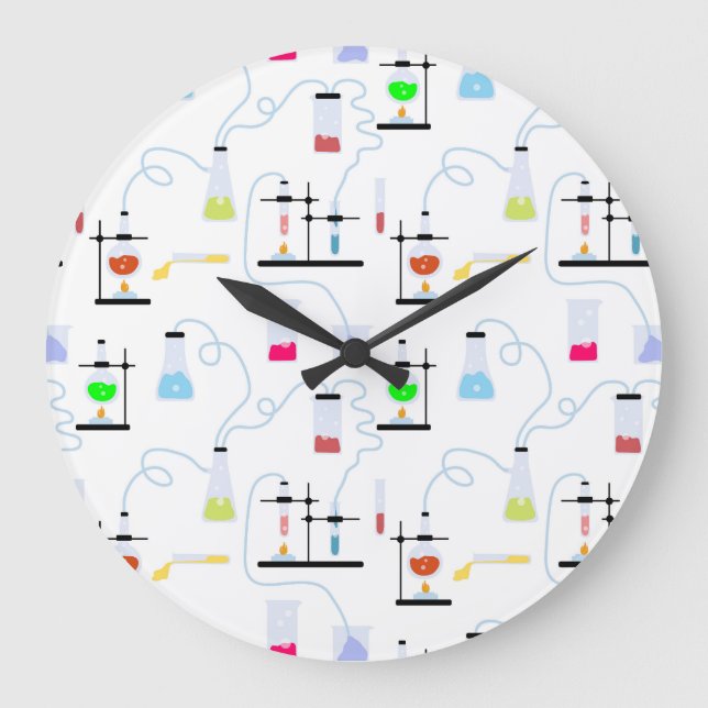 Grande Horloge Ronde Tubes d'essai en chimie et science du laboratoire  (Recto)