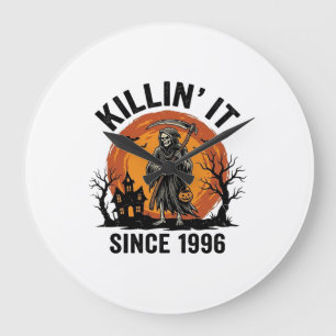 Grande Horloge Ronde Tueur depuis 1996 Vintage Halloween Reaper Dés