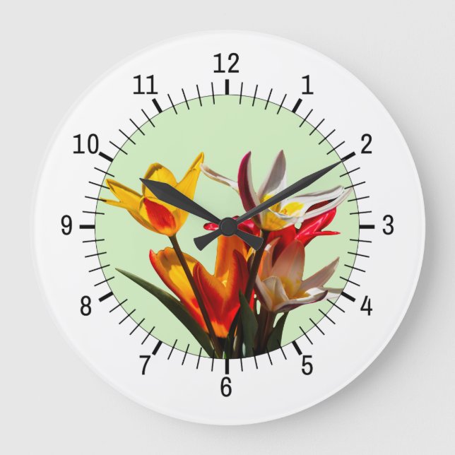 Grande Horloge Ronde Tulip flowers customizable (Recto)