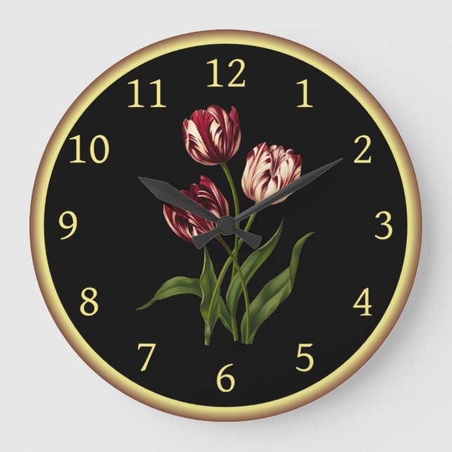 Grande Horloge Ronde Tulip tardive 001 ~ Art botanique ~ ~ (Recto)