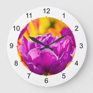 Grande Horloge Ronde Tulipes Enchanter Violet