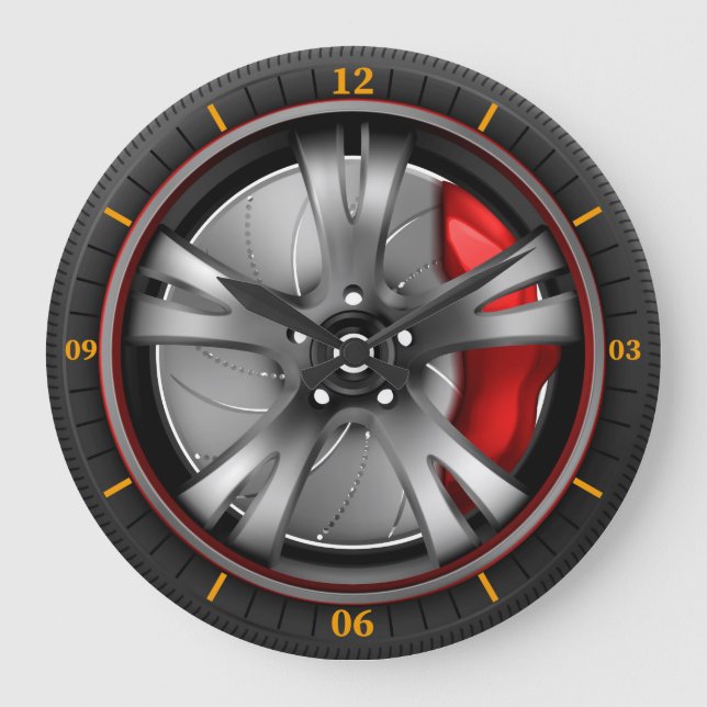 Grande Horloge Ronde Turbo Spin - Racing Wheel Wall Art (Recto)